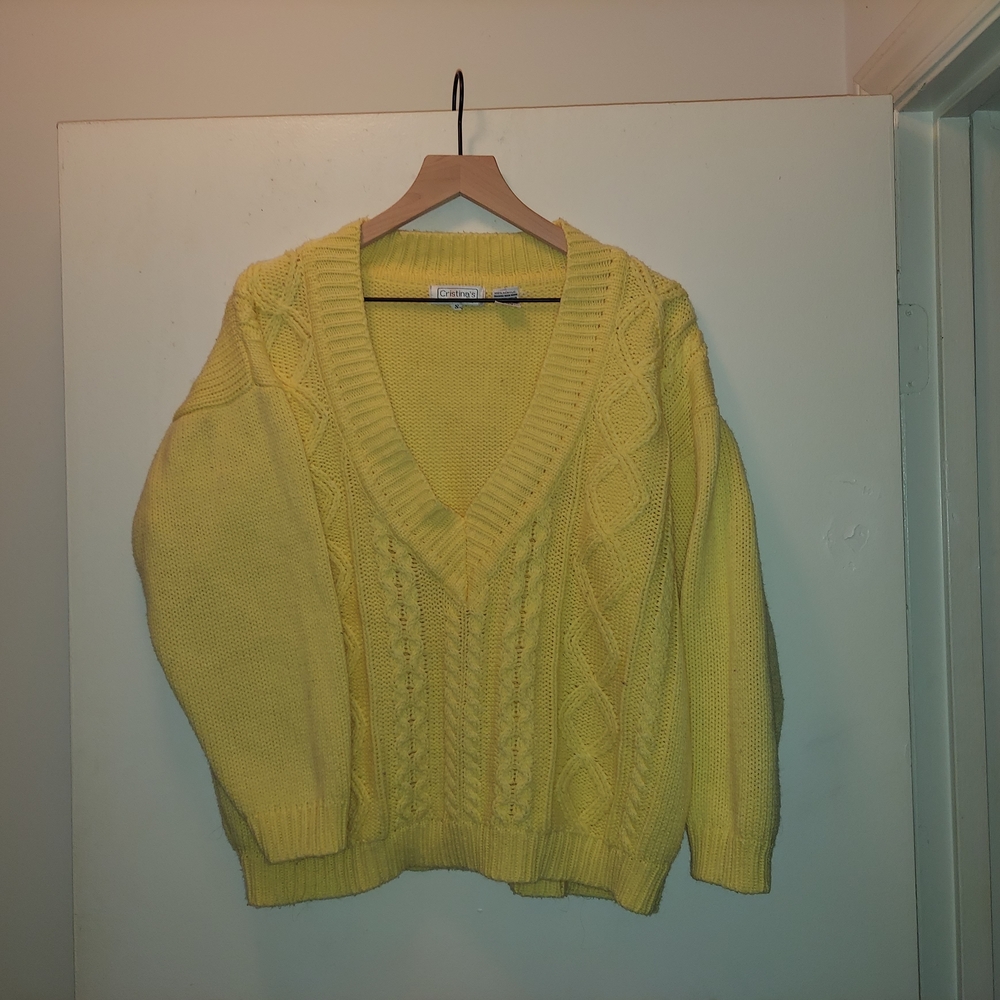 Yellow Cable Knit Sweater